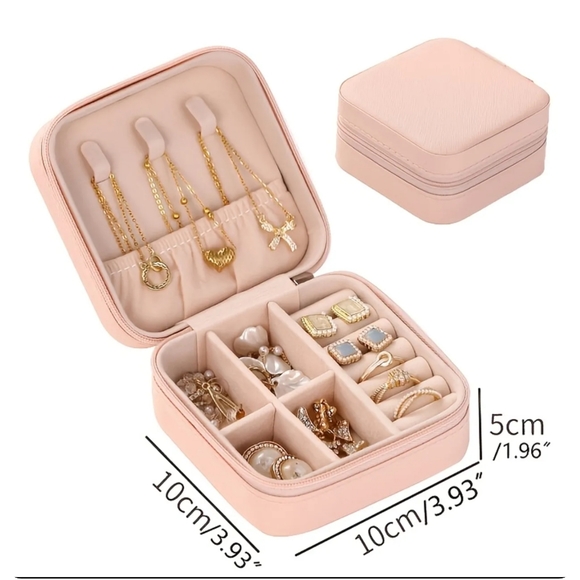 Faux leather jewelry Box Travel Portable Jewelry Organizer Mini Case 2 colors - Picture 9 of 11